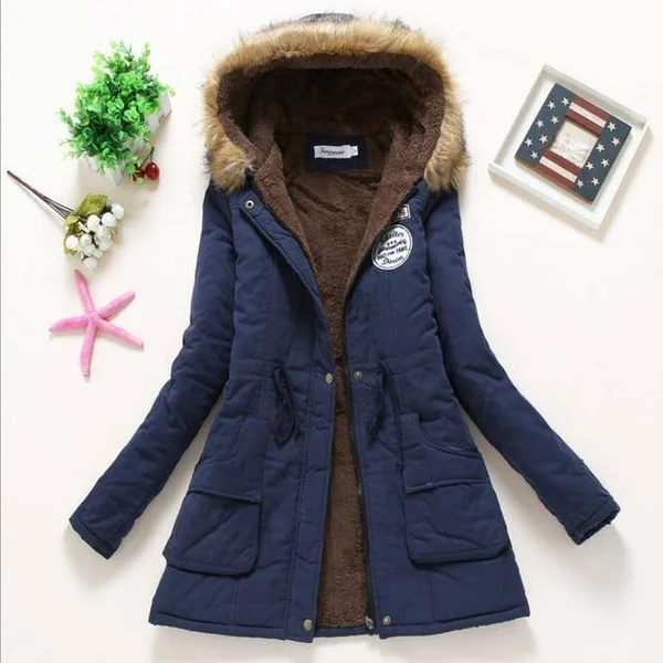 2018 Women Winter Thicken Warm Coat Female Autumn Hooded Cotton Fur Plus Size Basic Jacket Outerwear Slim Long Ladies Chaqueta N