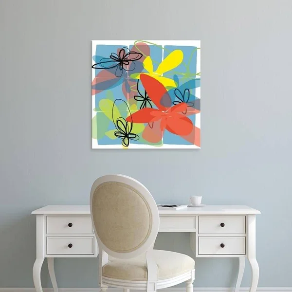 Easy Art Prints Jan Weiss's 'Pop Goes Space Two' Premium Canvas Art - 30 x 30 - Classic Black Frame