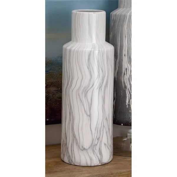 Leeds & Co 21.3x22H White Ceramic Contemporary Vase - 503963