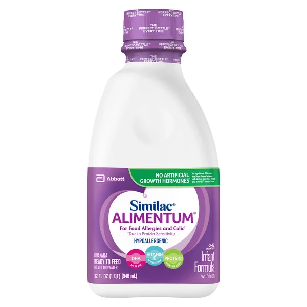 Similac Alimentum Hypoallergenic Formula with Iron - DHA/ARA, Ready to Feed, 1-Quart (Pack of 6)