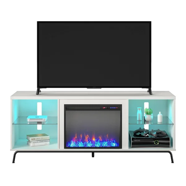 Hannaford Fireplace TV Stand for TVs Up to 70x22 White - Room & Joy