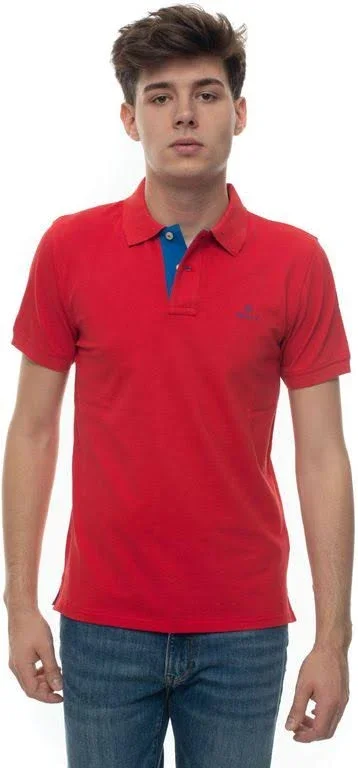 Gant Contrast Collar Pique Rugger Men's Polo Shirt - Bright Red