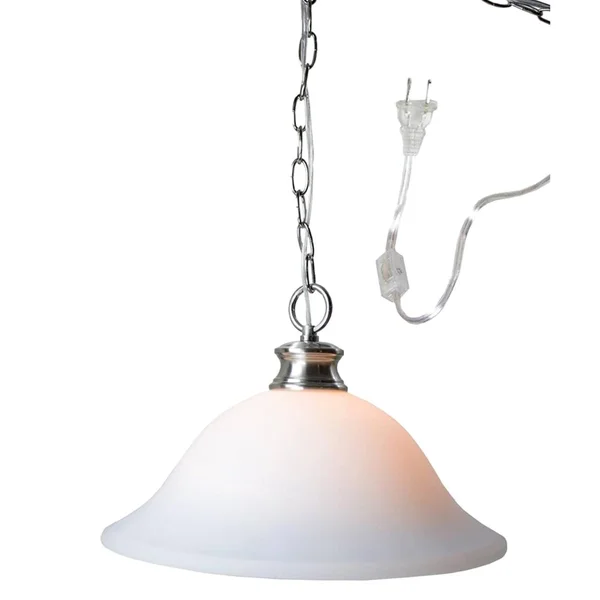 Glass Shade Swag Lamp Brushed Nickel