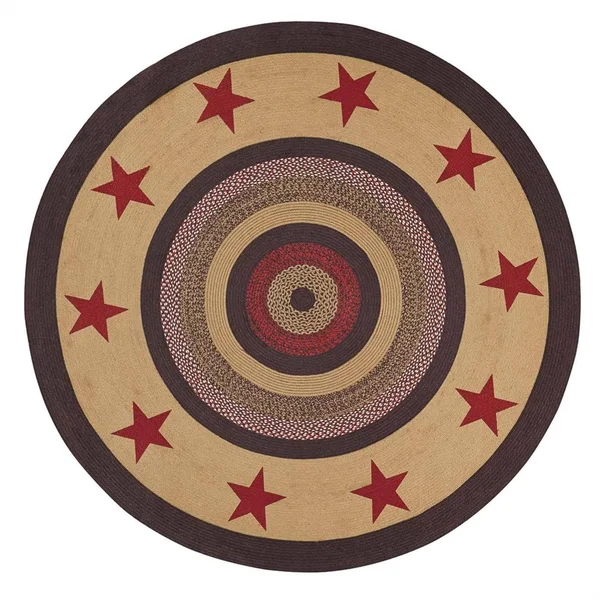 VHC Brands Landon Jute Rug Stencil Stars 6& Round
