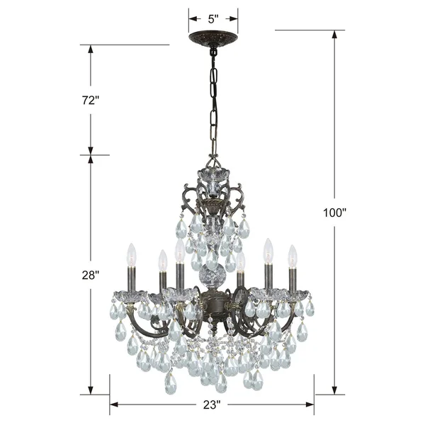 Crystorama 5196-EB-CL-I English Bronze Legacy 6 Light Chandelier