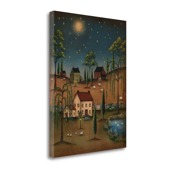 Village Full Moon by Kim Lewis - Fine Art Print on Gallery Canvas