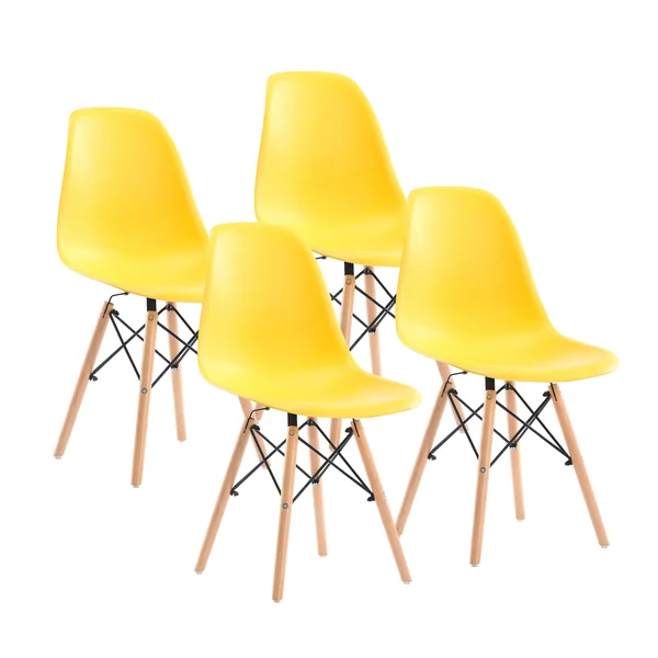Porthos Home Mid-Century Style Dsw Modern Dining Chair, Set of 4 - Yellow