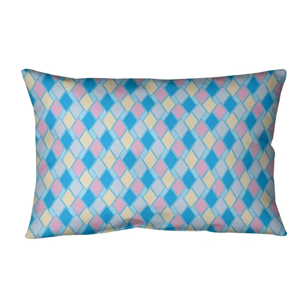 ArtVerse Retro Diamonds Lumbar Pillow - Green Multicolor - Linen