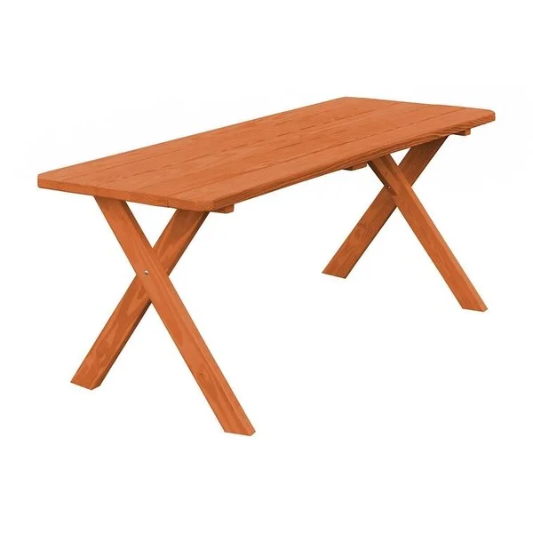 Pressure Treated Pine 8 Cross Leg Picnic Table Redwood Stain