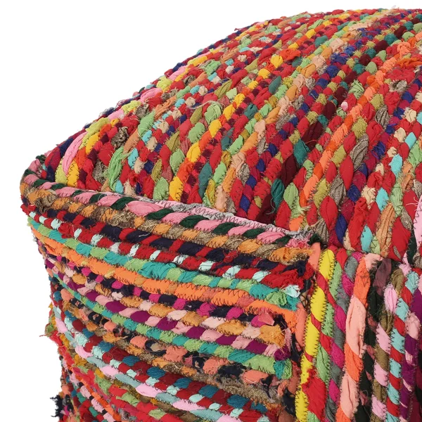 GDF Studio Mead Handcrafted Boho Fabric Cube Pouf
