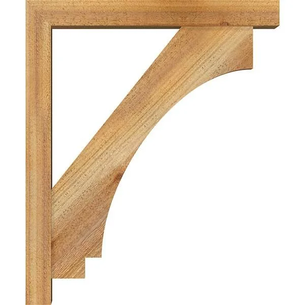 Ekena Millwork BKT0402X20X24IMP05RWR 4x22W x 20x22D x 24x22H Imperial Block Rough Sawn Bracket w/ Offset Brace - Western Red Ceda
