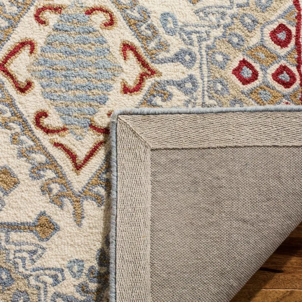 Safavieh Micro-Loop MLP511M 4&0x22 x 6&0x22 Ivory - Blue Area Rug