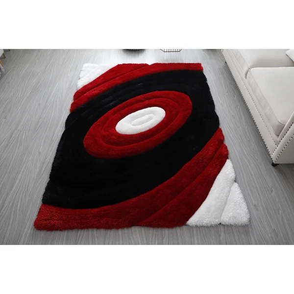MDA Home Mateos Shag Red/Black Polyester Area Rug - 5' x 7'