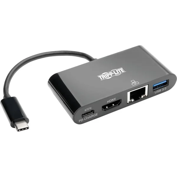 Tripp Lite USB C to HDMI Multiport Video Adapter Converter with USB-A Hub - USB-C PD Charging, Gigabit Ethernet Port, USB Type C