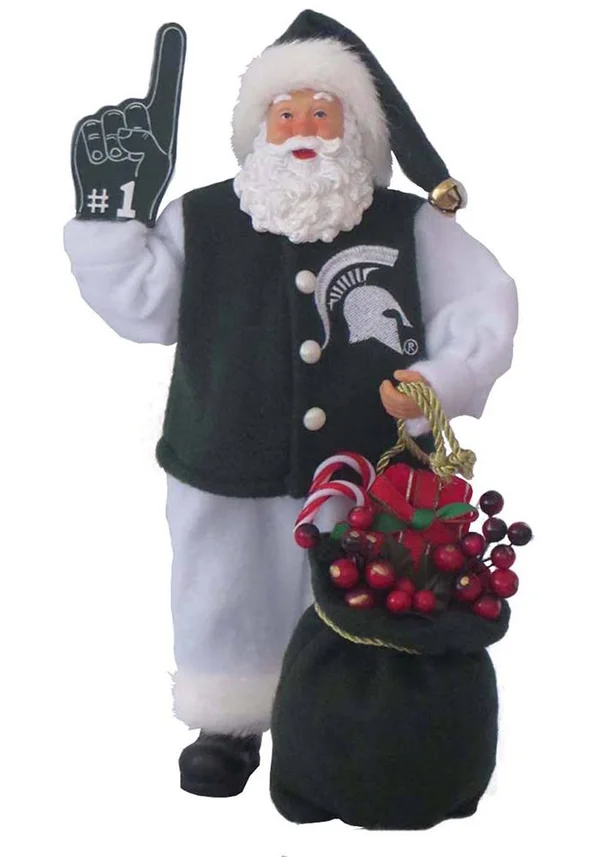 Santa&s Workshop 12 in. Michigan State #1 Santa