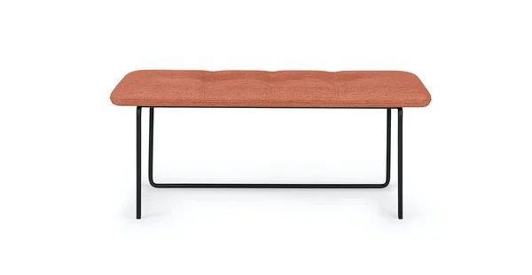43x22 Tufted Red Fabric Bench - Metal Legs, Article Level Modern Furniture