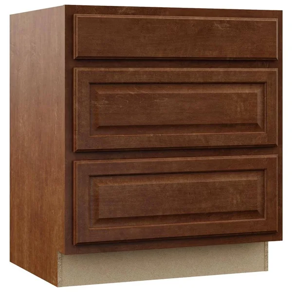 Hampton Bay Hampton Assembled 30x34.5x24 in. Pots and Pans Drawer Base Kitchen Cabinet in Cognac - Red