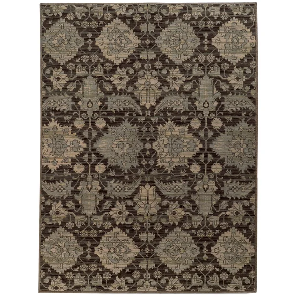 Oriental Weavers Heritage 8124N - 2& 7x22 x 9& 4x22 Runner - Charcoal - Blue Area Rug