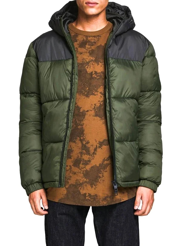 Jack & Jones Originals Puffer with Hood in Green