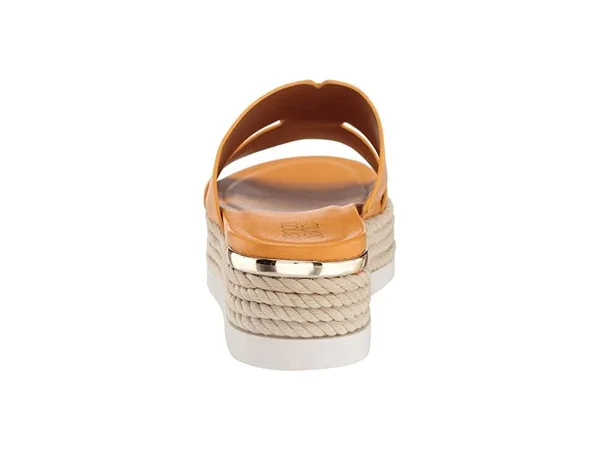 Franco Sarto Women's Kenny Platform Slide, Goldenrod Bazini Leather