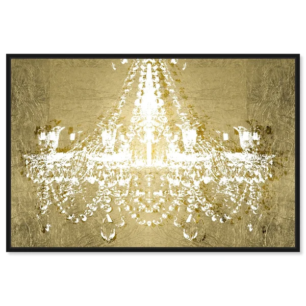 Oliver Gal Fashion and Glam Wall Art Framed Canvas Prints 'Dramatic Entrance Gold' Chandeliers - Gold - White - 45 x 30 - Black