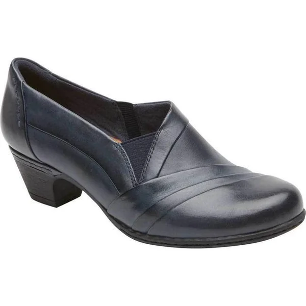 Rockport Women's Cobb Hill Abbott Slip On - Size: 9.5, Navy Leather