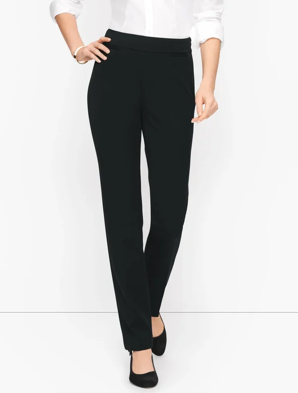 Refined Bi-Stretch Straight Leg Pants - Black - 4 Talbots