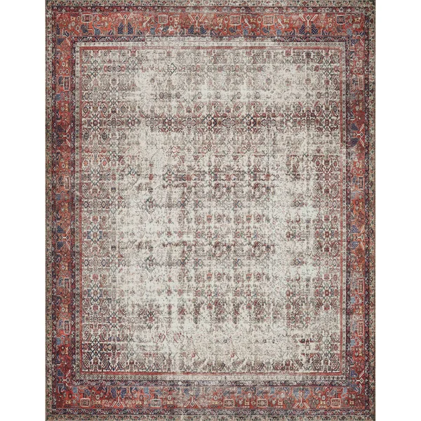 Alexander Home Isabelle Boho Vintage Distressed Printed Area Rug - 2&-6x22 x 12& - Ivory, Brick
