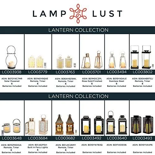 Large Glass Flameless Candle Lanterns - 14.5x22 Height, Fall-Ready Decor, Warm White LEDs, Black Metal Finish, Indoor/Outdoor Use