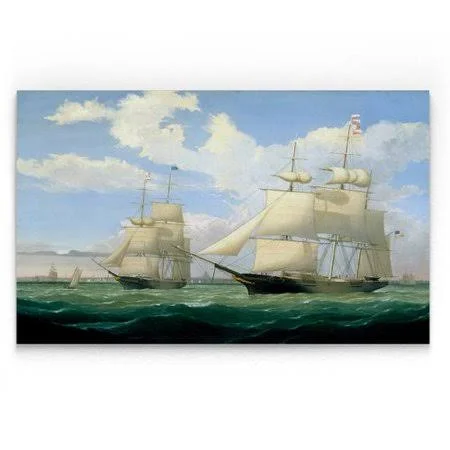 WexfordHome &Ships at Sea III& Drawing Print on Wrapped Canvas - Size: 36x22 H x 48x22 W x 1.5x22 D - 24 inches x 32 inches