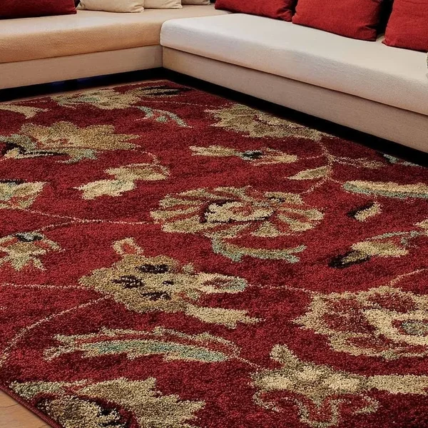 Carolina Weavers Grand Comfort Collection Floral Tendon Shag Area Rug, Beige