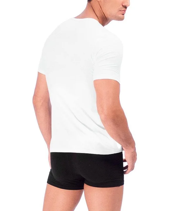 Rounderbum Deep V-Neck T-Shirt 2Pack - Men's Shapewear White, Small