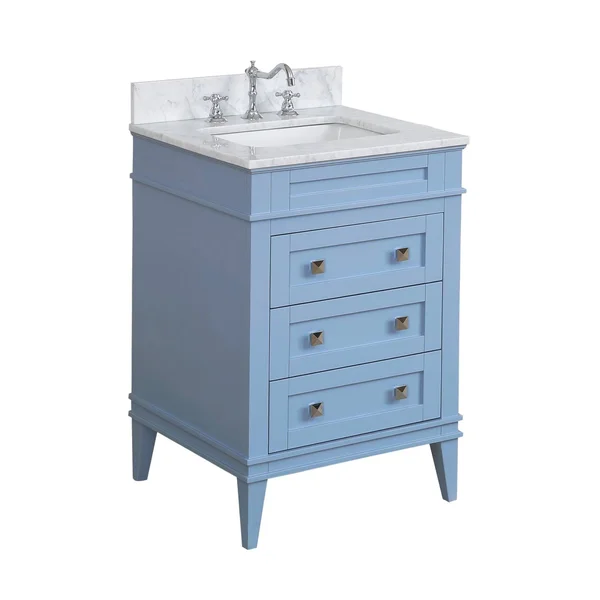 Eleanor 24x22 Single Bathroom Vanity Set Base Finish: Powder Blue - Top Finish: Carrara Marble