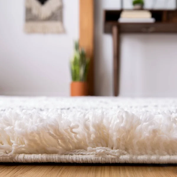 Safavieh Moroccan Fringe Shag Ivory/Gray 8 ft. x 10 ft. Geometric Abstract Area Rug