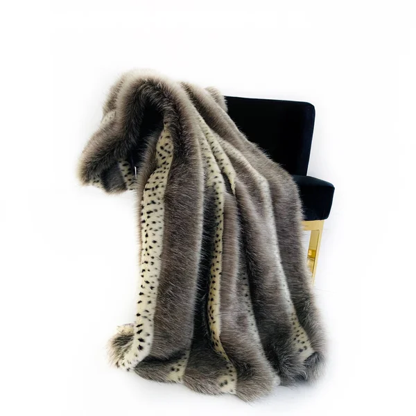 Plutus Gray Two Tone Feather Faux Fur Luxury Throw Blanket - Throw 60W x 90L