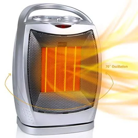 Oscillating Portable Ceramic Space Heater - 750/1500w Electric Heater with Thermostat Overheat Protection and Tip Over Protection