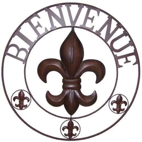 Fleur De Lis Bienvenue Metal Sign De Leon Collections
