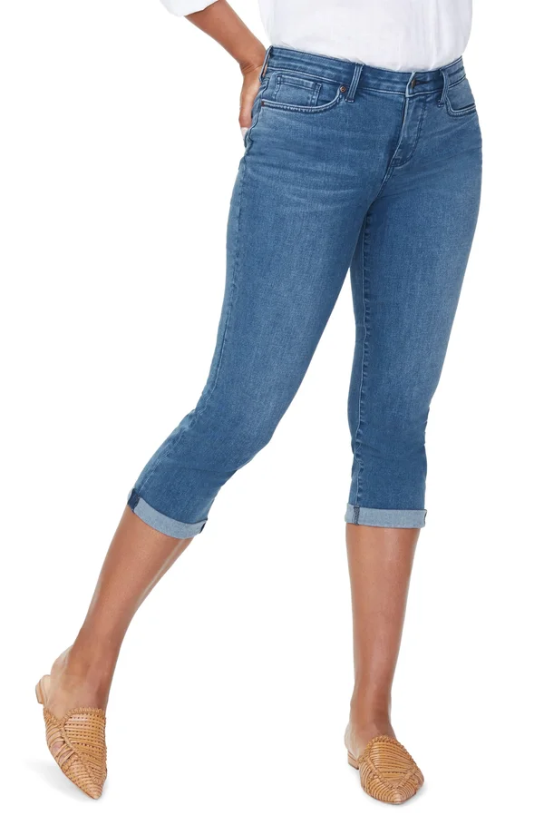 Nydj Chloe Skinny Capri Jeans - Market - Blue - 10