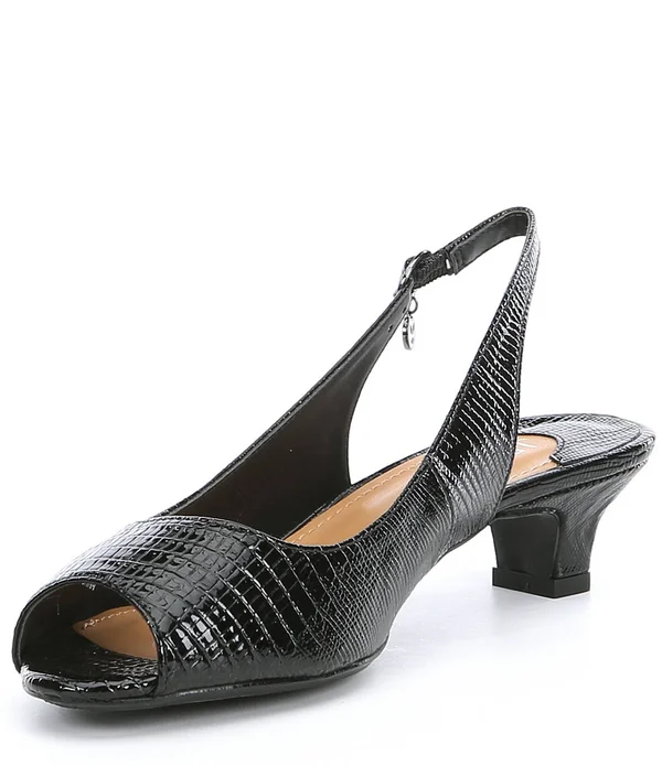 J. Renee Women's Jenvey Low Heel Slingback - Size: 9, Black Synthetic