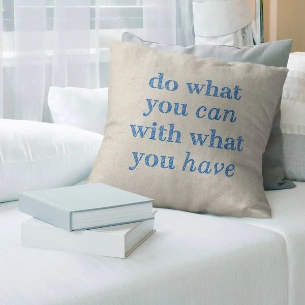 Quotes Handwritten Do What You Can Quote Pillow-Faux Suede - 20 x 20 - Square - Zipper Closure - Large - Removable Cover - Accen