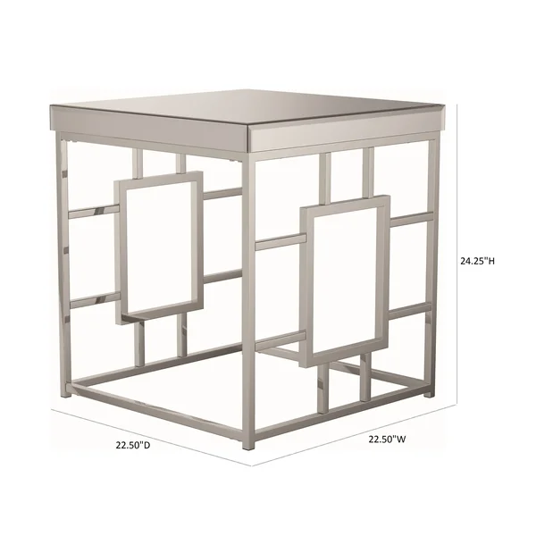 Silver Orchid Bevan Mirror and Chrome Square End Table - 22.50x22 x 22.50x22 x 24.25x22