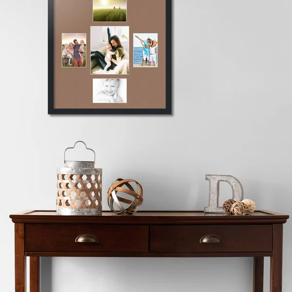 Collage Picture Frame - Satin Black Frame with 5 openings for 8x10 Photos with Brown Sandpiper Mat. D3926DJ327, ArtToFrames