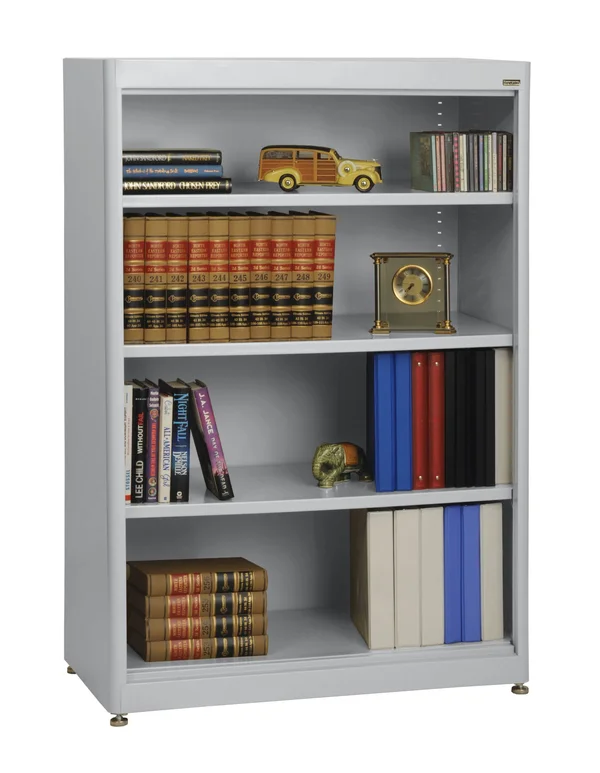 Sandusky 4-Shelf Radius Edge Steel Stationary Bookcase, Dove Gray
