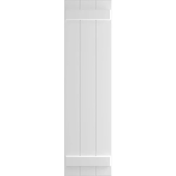 Ekena Millwork CWB15X051WHC 15x22W x 51x22H Exterior Four Board (2 Batten) Composite Board-n-Batten Shutters (Per Pair) - White