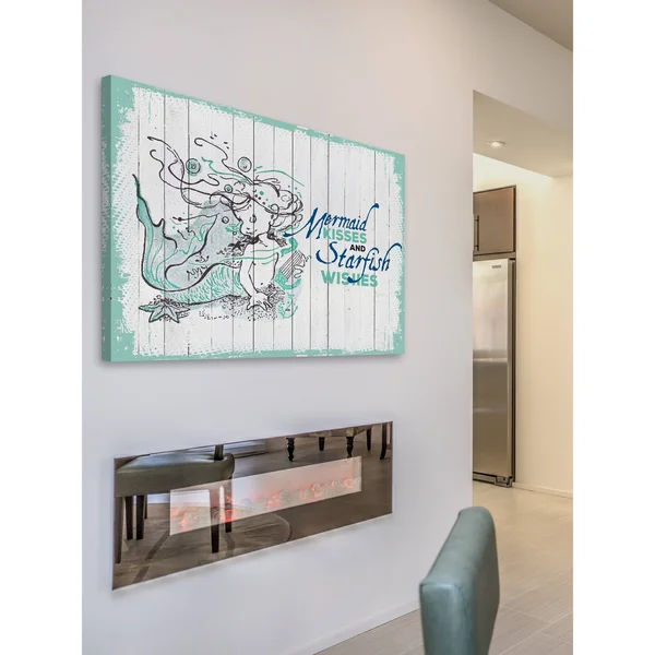 Marmont Hill - Mermaid Kisses 2x22 Painting Print on Wrapped Canvas - 60x22 x 40x22