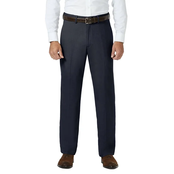 Men's J.M. Haggar Premium Classic-Fit Stretch Sharkskin Flat-Front Hidden Expandable Waist Dress Pants, Size: 38x31, Dark Blue