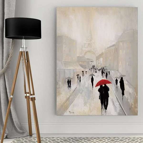 Wexford Home &Misty in Paris& by Janet Brignola-Tava Painting Print on Wrapped Canvas - Red