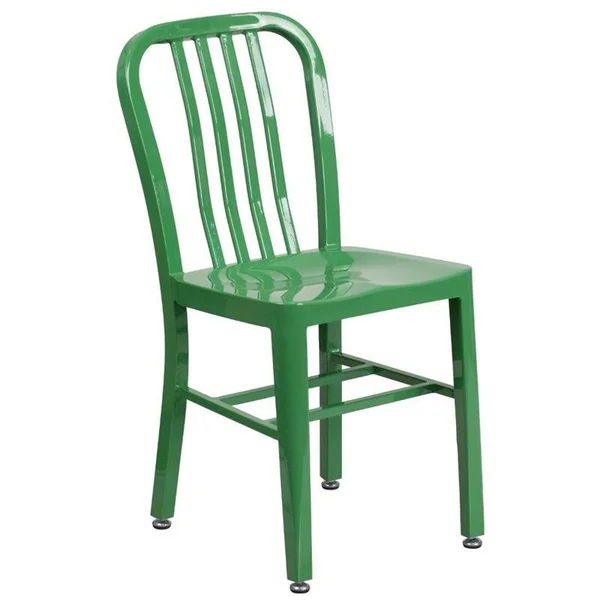 Bowery Hill Indoor-Outdoor Metal Dining Chair in Green
