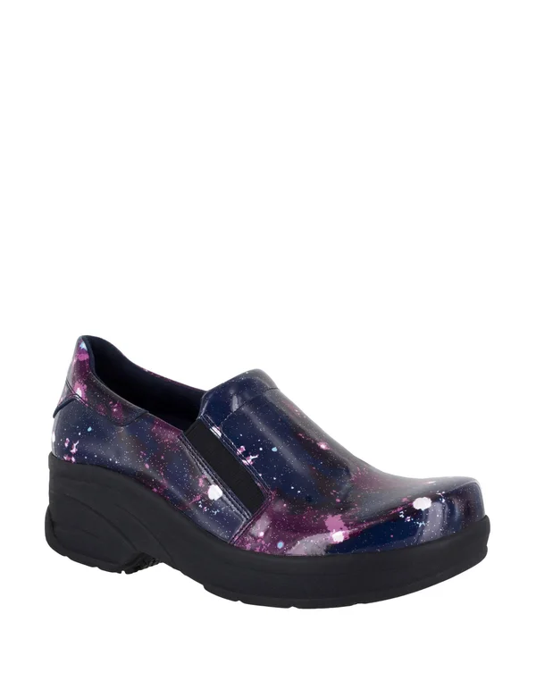 Women's Easy Works by Easy Street Appreciate Purple Celestial Slip-Resistant Clogs Size 8.5 Wide