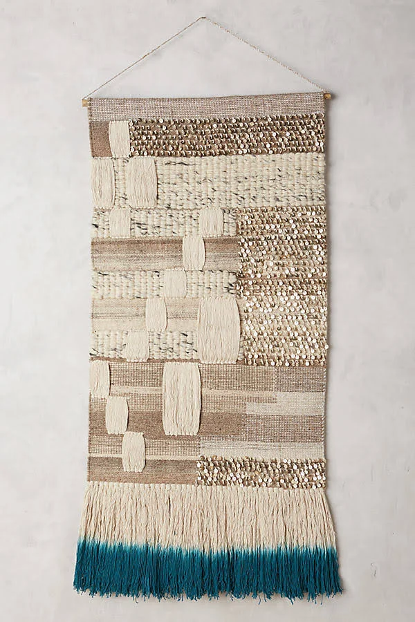 Anthropologie Navy-Dipped Kilim Tapestry Wall Art Blue